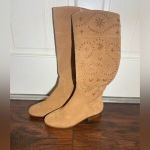 Jack Rogers Boots Women’s  7M Tara Knee High Riding Boot Oak Tan Suede Leather